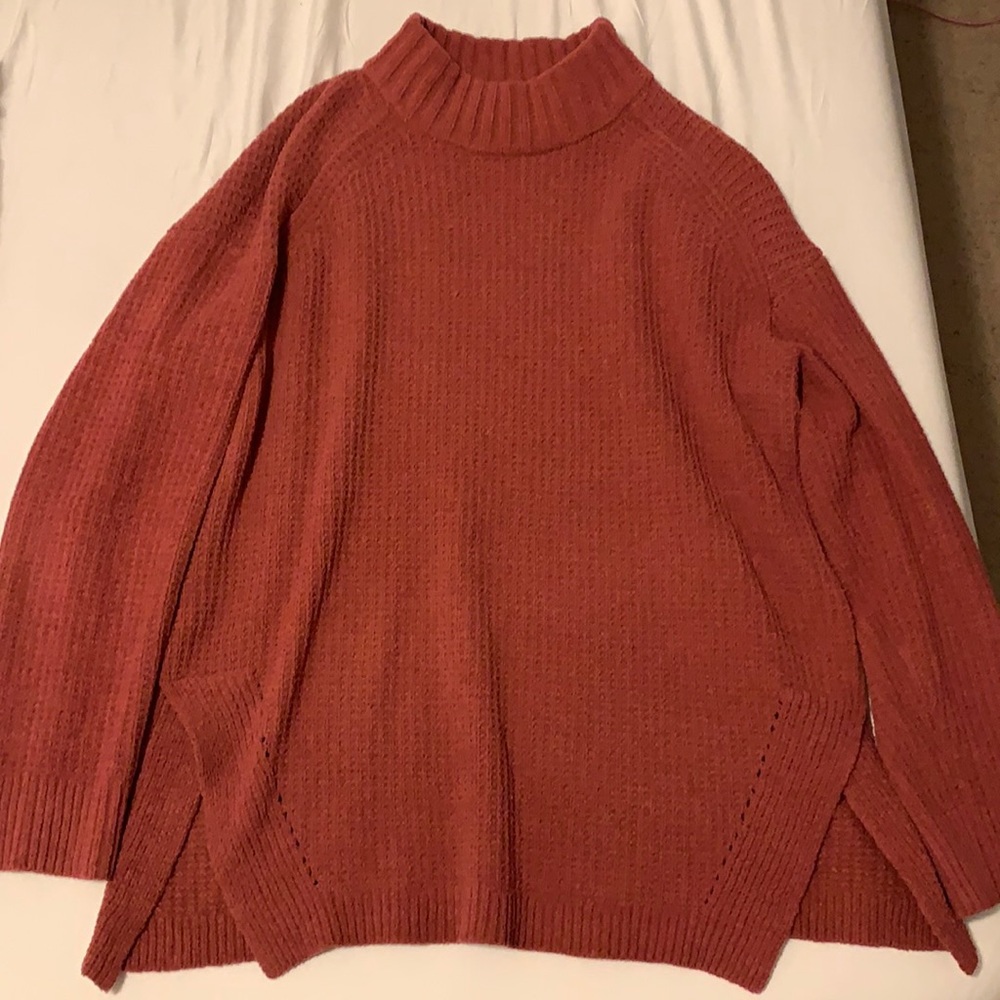 Pink chenille turtleneck